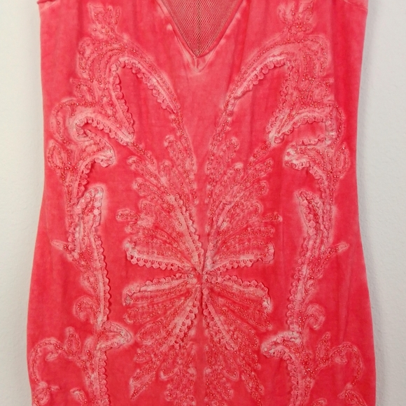 Free People Ice Ice Baby Coral Bodycon Dress Sz S - Picture 6 of 16